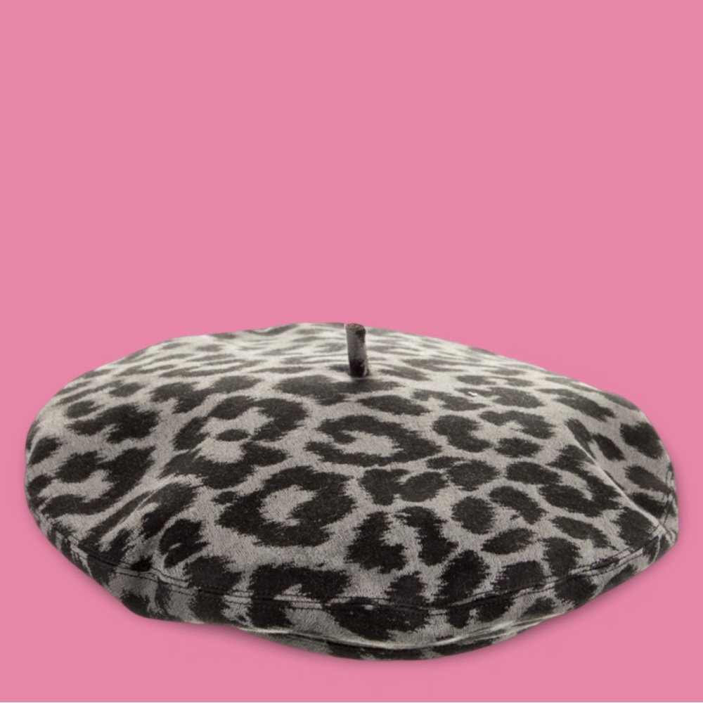Christian Dior Leopard Beret Black Grey